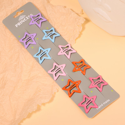 10 gab./komplektā Krāsainas zvaigžņu matu sprādzes jaukām meitenēm Mirdzoši metāla sprādzes BB klipses Matu sprādzes Galvassegas Bērnu matu aksesuāri