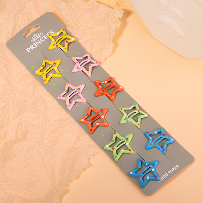 10 gab./komplektā Krāsainas zvaigžņu matu sprādzes jaukām meitenēm Mirdzoši metāla sprādzes BB klipses Matu sprādzes Galvassegas Bērnu matu aksesuāri