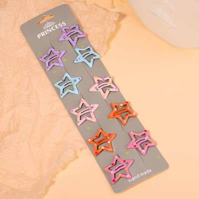 10 gab./komplektā Krāsainas zvaigžņu matu sprādzes jaukām meitenēm Mirdzoši metāla sprādzes BB klipses Matu sprādzes Galvassegas Bērnu matu aksesuāri