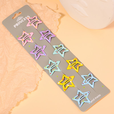 10 gab./komplektā Krāsainas zvaigžņu matu sprādzes jaukām meitenēm Mirdzoši metāla sprādzes BB klipses Matu sprādzes Galvassegas Bērnu matu aksesuāri