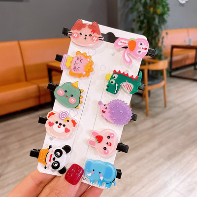 10vnt Animaciniai plaukų segtukai Moteriški Mergaitei Vaikai Mini Mieli Plaukų segtukai Smeigtukai Duckbill Clips Plaukų aksesuarai Galvos apdangalų rinkinys