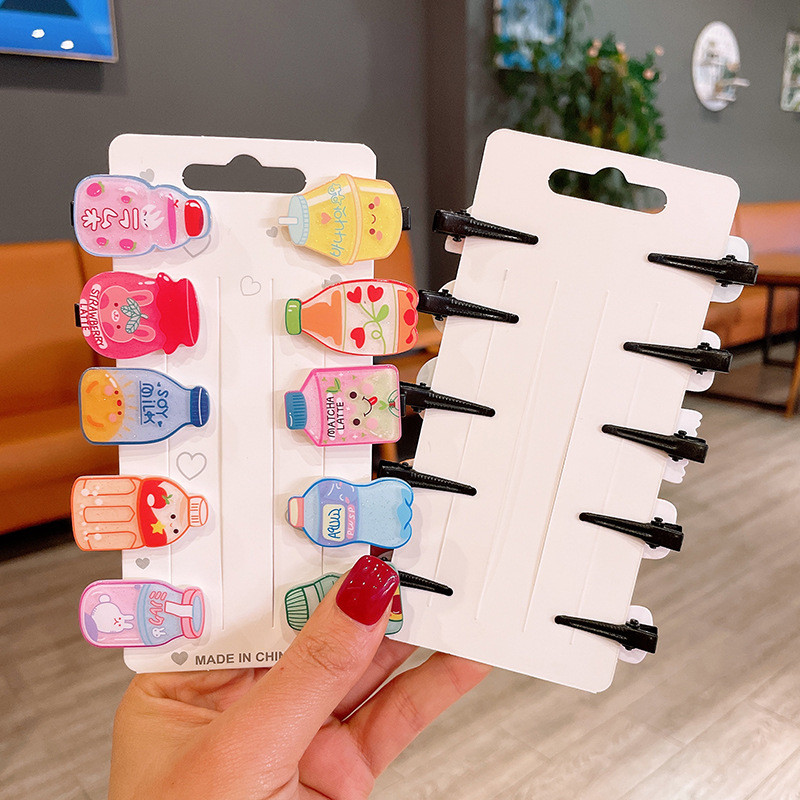 10vnt Animaciniai plaukų segtukai Moteriški Mergaitei Vaikai Mini Mieli Plaukų segtukai Smeigtukai Duckbill Clips Plaukų aksesuarai Galvos apdangalų rinkinys