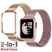 2in1 roostevabast terasest kellarihm + metallist ümbris Xiaomi Mi Watch Lite / Redmi Watch 2 Lite käevõru magnetilise kellarihma kaitseraua jaoks