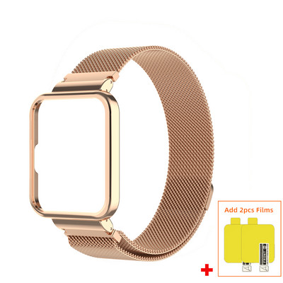 2in1 roostevabast terasest kellarihm + metallist ümbris Xiaomi Mi Watch Lite / Redmi Watch 2 Lite käevõru magnetilise kellarihma kaitseraua jaoks