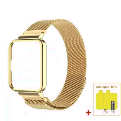 2in1 roostevabast terasest kellarihm + metallist ümbris Xiaomi Mi Watch Lite / Redmi Watch 2 Lite käevõru magnetilise kellarihma kaitseraua jaoks