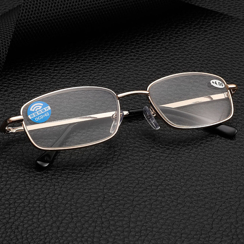 Okuliare na čítanie s blokovaním modrého svetla pre mužov a ženy, biznis, štvorcové kovové rámy, presbyopické okuliare, šošovky, okuliare od 0 do +4,0