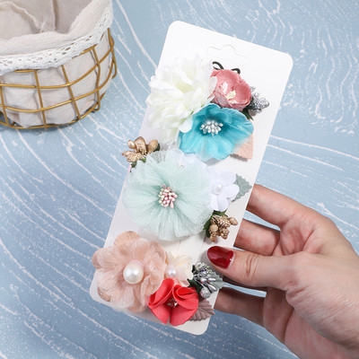 3 bucăți/set de barete din pânză vintage lucrate manual pentru fete agrafe de păr cu flori artificiale pentru copii accesorii pentru păr pentru copii