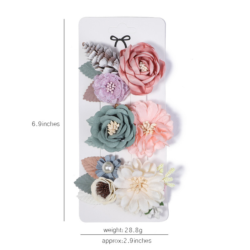 3 bucăți/set de barete din pânză vintage lucrate manual pentru fete agrafe de păr cu flori artificiale pentru copii accesorii pentru păr pentru copii