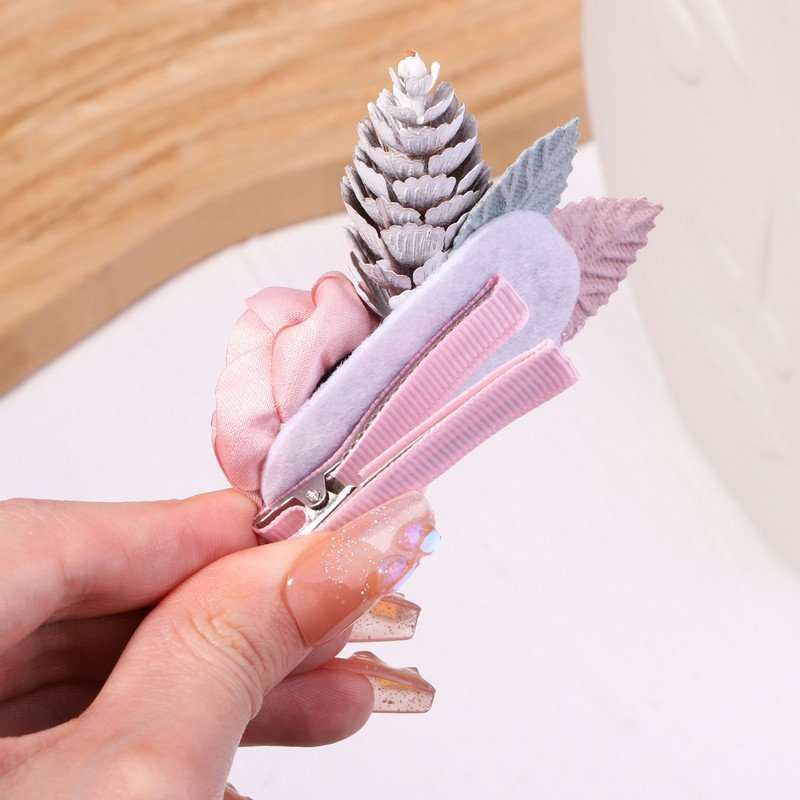 3 bucăți/set de barete din pânză vintage lucrate manual pentru fete agrafe de păr cu flori artificiale pentru copii accesorii pentru păr pentru copii