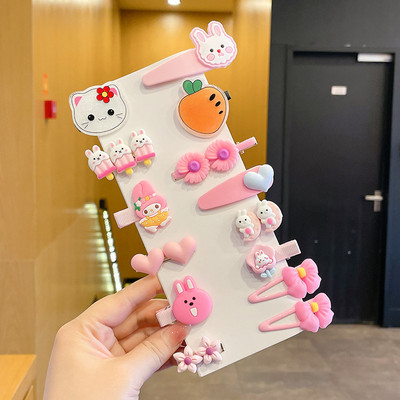 Vaikiškų plaukų segtukų mergaičių plaukų segtukų rinkinys saldainių spalvos vaivorykštė, mielas galvos apdangalas, gėlės, šoninis segtukas Animacinis filmas Gyvūnų pliušinių lankelių plaukų aksesuaras