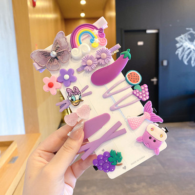 Vaikiškų plaukų segtukų mergaičių plaukų segtukų rinkinys saldainių spalvos vaivorykštė, mielas galvos apdangalas, gėlės, šoninis segtukas Animacinis filmas Gyvūnų pliušinių lankelių plaukų aksesuaras