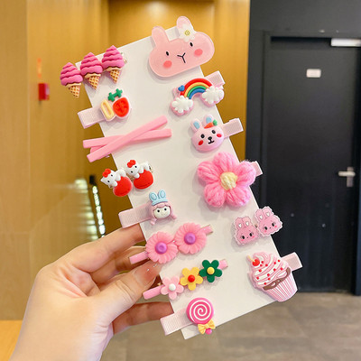 Vaikiškų plaukų segtukų mergaičių plaukų segtukų rinkinys saldainių spalvos vaivorykštė, mielas galvos apdangalas, gėlės, šoninis segtukas Animacinis filmas Gyvūnų pliušinių lankelių plaukų aksesuaras