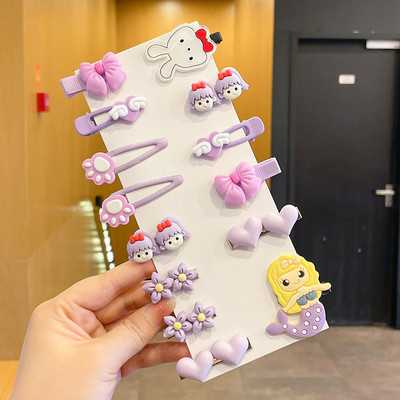 Vaikiškų plaukų segtukų mergaičių plaukų segtukų rinkinys saldainių spalvos vaivorykštė, mielas galvos apdangalas, gėlės, šoninis segtukas Animacinis filmas Gyvūnų pliušinių lankelių plaukų aksesuaras