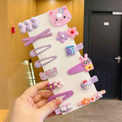 Vaikiškų plaukų segtukų mergaičių plaukų segtukų rinkinys saldainių spalvos vaivorykštė, mielas galvos apdangalas, gėlės, šoninis segtukas Animacinis filmas Gyvūnų pliušinių lankelių plaukų aksesuaras