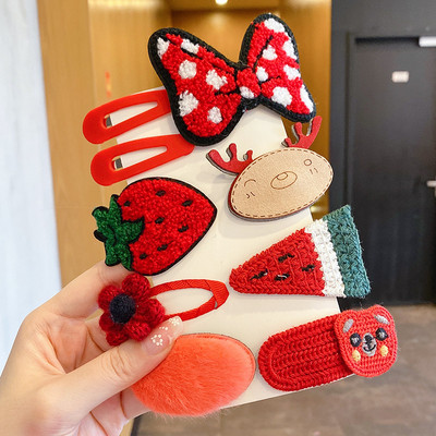 Vaikiškų plaukų segtukų mergaičių plaukų segtukų rinkinys saldainių spalvos vaivorykštė, mielas galvos apdangalas, gėlės, šoninis segtukas Animacinis filmas Gyvūnų pliušinių lankelių plaukų aksesuaras