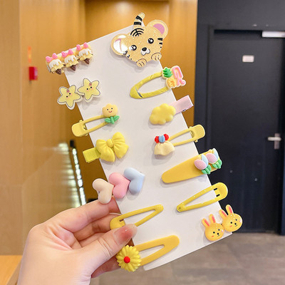 Vaikiškų plaukų segtukų mergaičių plaukų segtukų rinkinys saldainių spalvos vaivorykštė, mielas galvos apdangalas, gėlės, šoninis segtukas Animacinis filmas Gyvūnų pliušinių lankelių plaukų aksesuaras