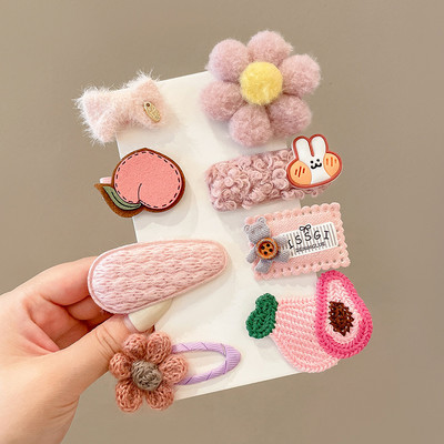 Vaikiškų plaukų segtukų mergaičių plaukų segtukų rinkinys saldainių spalvos vaivorykštė, mielas galvos apdangalas, gėlės, šoninis segtukas Animacinis filmas Gyvūnų pliušinių lankelių plaukų aksesuaras