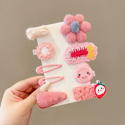 Vaikiškų plaukų segtukų mergaičių plaukų segtukų rinkinys saldainių spalvos vaivorykštė, mielas galvos apdangalas, gėlės, šoninis segtukas Animacinis filmas Gyvūnų pliušinių lankelių plaukų aksesuaras