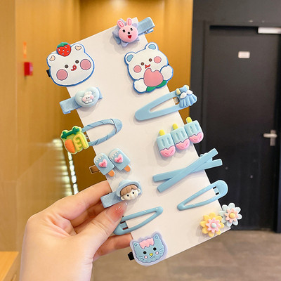 Vaikiškų plaukų segtukų mergaičių plaukų segtukų rinkinys saldainių spalvos vaivorykštė, mielas galvos apdangalas, gėlės, šoninis segtukas Animacinis filmas Gyvūnų pliušinių lankelių plaukų aksesuaras