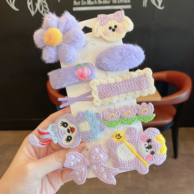 Vaikiškų plaukų segtukų mergaičių plaukų segtukų rinkinys saldainių spalvos vaivorykštė, mielas galvos apdangalas, gėlės, šoninis segtukas Animacinis filmas Gyvūnų pliušinių lankelių plaukų aksesuaras