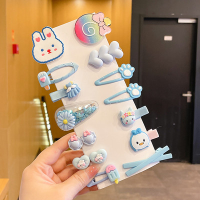 Vaikiškų plaukų segtukų mergaičių plaukų segtukų rinkinys saldainių spalvos vaivorykštė, mielas galvos apdangalas, gėlės, šoninis segtukas Animacinis filmas Gyvūnų pliušinių lankelių plaukų aksesuaras