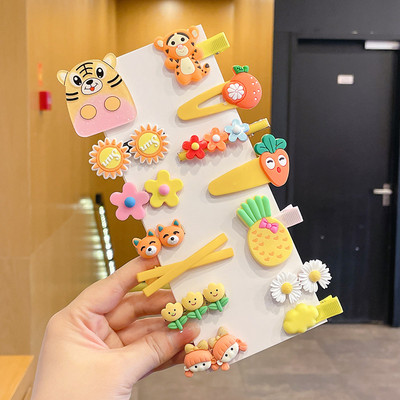 Vaikiškų plaukų segtukų mergaičių plaukų segtukų rinkinys saldainių spalvos vaivorykštė, mielas galvos apdangalas, gėlės, šoninis segtukas Animacinis filmas Gyvūnų pliušinių lankelių plaukų aksesuaras