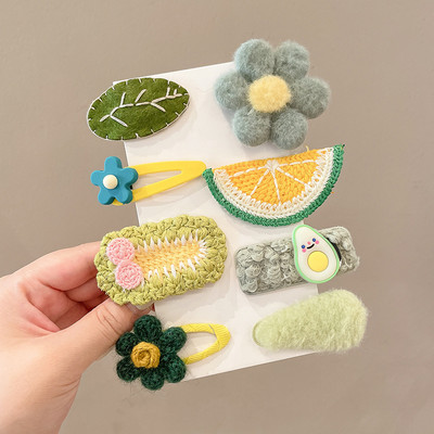 Vaikiškų plaukų segtukų mergaičių plaukų segtukų rinkinys saldainių spalvos vaivorykštė, mielas galvos apdangalas, gėlės, šoninis segtukas Animacinis filmas Gyvūnų pliušinių lankelių plaukų aksesuaras