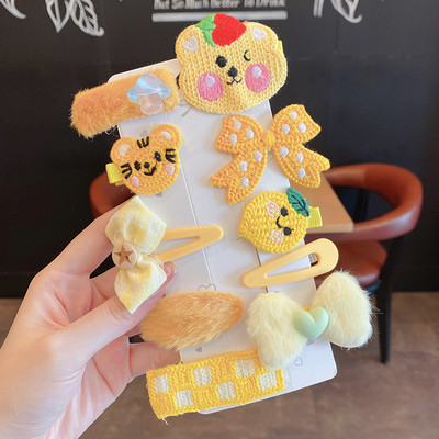 Vaikiškų plaukų segtukų mergaičių plaukų segtukų rinkinys saldainių spalvos vaivorykštė, mielas galvos apdangalas, gėlės, šoninis segtukas Animacinis filmas Gyvūnų pliušinių lankelių plaukų aksesuaras