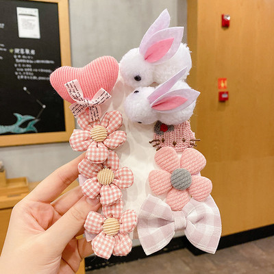 Vaikiškų plaukų segtukų mergaičių plaukų segtukų rinkinys saldainių spalvos vaivorykštė, mielas galvos apdangalas, gėlės, šoninis segtukas Animacinis filmas Gyvūnų pliušinių lankelių plaukų aksesuaras