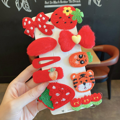 Vaikiškų plaukų segtukų mergaičių plaukų segtukų rinkinys saldainių spalvos vaivorykštė, mielas galvos apdangalas, gėlės, šoninis segtukas Animacinis filmas Gyvūnų pliušinių lankelių plaukų aksesuaras