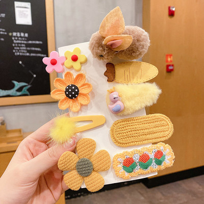 Vaikiškų plaukų segtukų mergaičių plaukų segtukų rinkinys saldainių spalvos vaivorykštė, mielas galvos apdangalas, gėlės, šoninis segtukas Animacinis filmas Gyvūnų pliušinių lankelių plaukų aksesuaras