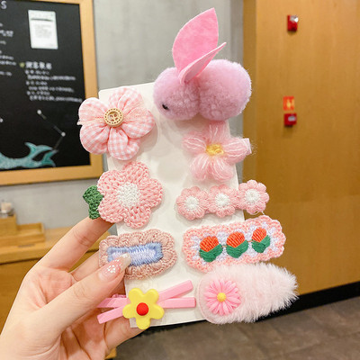 Vaikiškų plaukų segtukų mergaičių plaukų segtukų rinkinys saldainių spalvos vaivorykštė, mielas galvos apdangalas, gėlės, šoninis segtukas Animacinis filmas Gyvūnų pliušinių lankelių plaukų aksesuaras