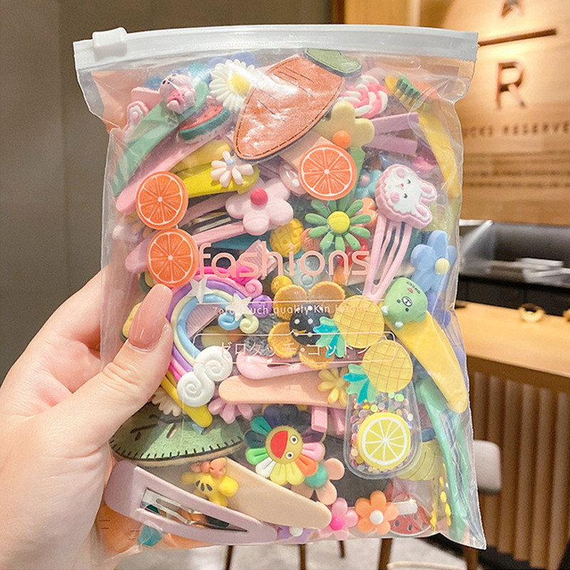 Vaikiškų plaukų segtukų mergaičių plaukų segtukų rinkinys saldainių spalvos vaivorykštė, mielas galvos apdangalas, gėlės, šoninis segtukas Animacinis filmas Gyvūnų pliušinių lankelių plaukų aksesuaras