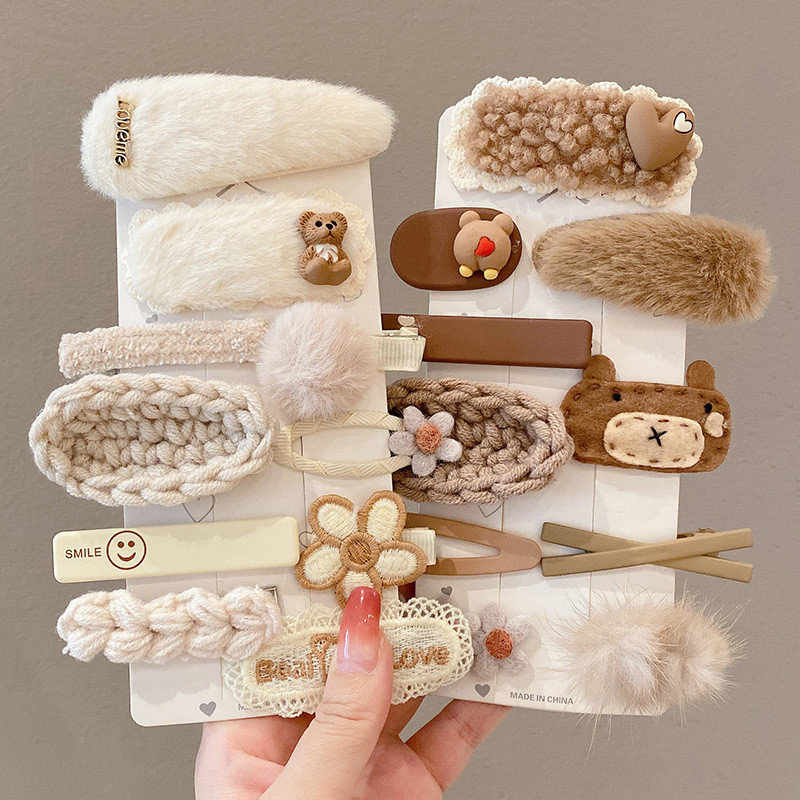 Vaikiškų plaukų segtukų mergaičių plaukų segtukų rinkinys saldainių spalvos vaivorykštė, mielas galvos apdangalas, gėlės, šoninis segtukas Animacinis filmas Gyvūnų pliušinių lankelių plaukų aksesuaras