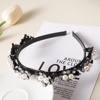 Biserni cvjetovi Ukosnice Trake za kosu za žene Neklizajuća traka za glavu Trake za kosu sa dijamantima Štipaljke Frizura Dvostruke šiške Dodaci za kosu