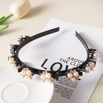 Biserni cvjetovi Ukosnice Trake za kosu za žene Neklizajuća traka za glavu Trake za kosu sa dijamantima Štipaljke Frizura Dvostruke šiške Dodaci za kosu