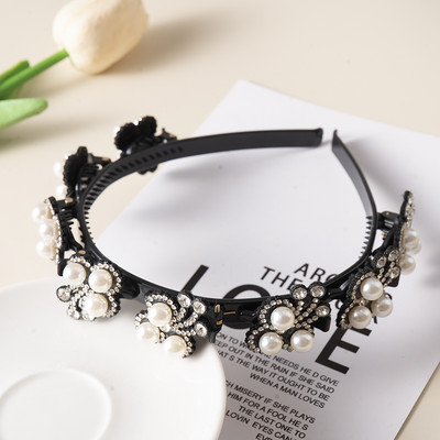 Biserni cvjetovi Ukosnice Trake za kosu za žene Neklizajuća traka za glavu Trake za kosu sa dijamantima Štipaljke Frizura Dvostruke šiške Dodaci za kosu