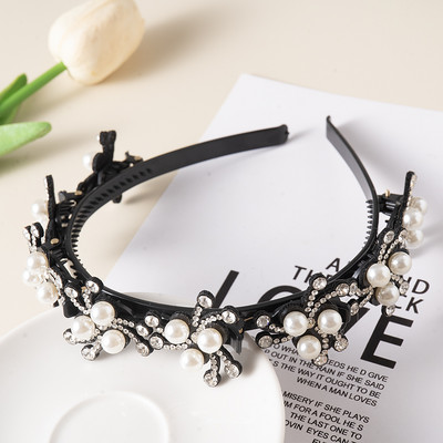 Biserni cvjetovi Ukosnice Trake za kosu za žene Neklizajuća traka za glavu Trake za kosu sa dijamantima Štipaljke Frizura Dvostruke šiške Dodaci za kosu