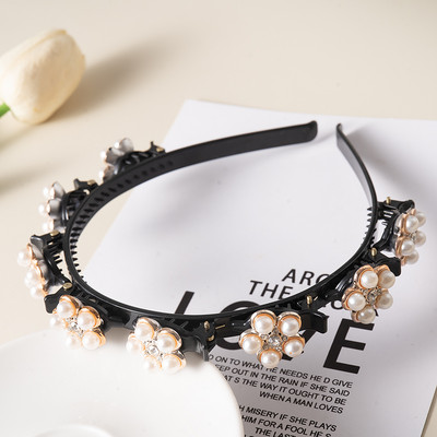 Biserni cvjetovi Ukosnice Trake za kosu za žene Neklizajuća traka za glavu Trake za kosu sa dijamantima Štipaljke Frizura Dvostruke šiške Dodaci za kosu