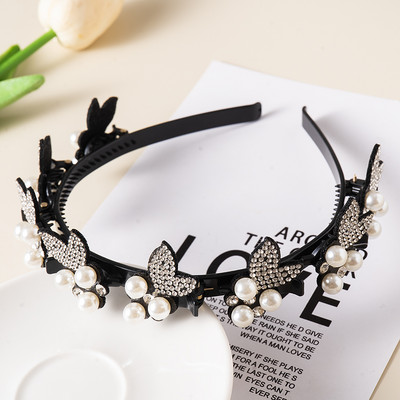 Biserni cvjetovi Ukosnice Trake za kosu za žene Neklizajuća traka za glavu Trake za kosu sa dijamantima Štipaljke Frizura Dvostruke šiške Dodaci za kosu