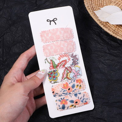 6 kom/set Pamučno platno Čipkane kopče za kosu s leopardovim uzorkom za slatke djevojke Ukosnice Sigurnosne ukosnice Pokrivala za glavu Dječji dodaci za kosu