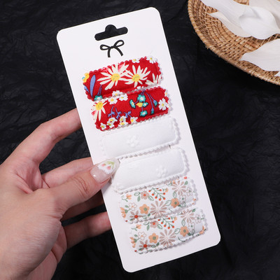 6 kom/set Pamučno platno Čipkane kopče za kosu s leopardovim uzorkom za slatke djevojke Ukosnice Sigurnosne ukosnice Pokrivala za glavu Dječji dodaci za kosu