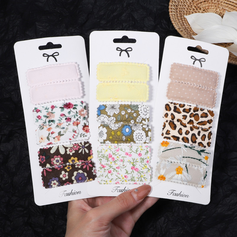 6 kom/set Pamučno platno Čipkane kopče za kosu s leopardovim uzorkom za slatke djevojke Ukosnice Sigurnosne ukosnice Pokrivala za glavu Dječji dodaci za kosu