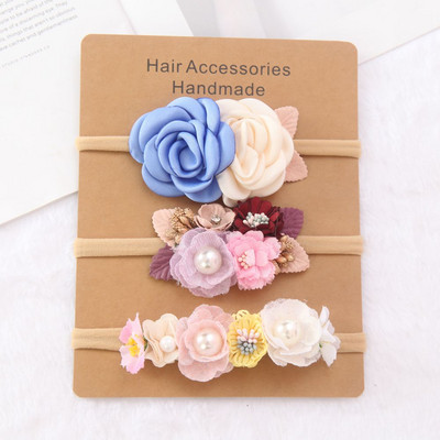 Bentiță pentru fetiță, drăguță, banda elastică pentru păr pentru nou-născut, floare, bentiță pentru copii mici, accesorii pentru cap pentru copii, 3 buc/set