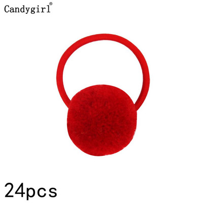 24 buc Minge de blană Elastic Girl Suporturi pentru coadă de cal pentru femeie Inel de păr cu minge de pluș Coarda de păr elastică Accesorii pentru cravată Bandă de păr din cauciuc