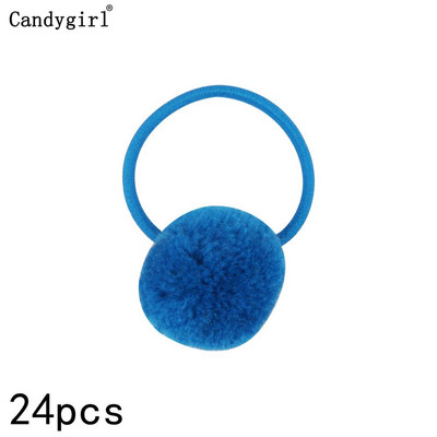 24 buc Minge de blană Elastic Girl Suporturi pentru coadă de cal pentru femeie Inel de păr cu minge de pluș Coarda de păr elastică Accesorii pentru cravată Bandă de păr din cauciuc