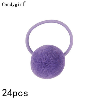 24 buc Minge de blană Elastic Girl Suporturi pentru coadă de cal pentru femeie Inel de păr cu minge de pluș Coarda de păr elastică Accesorii pentru cravată Bandă de păr din cauciuc