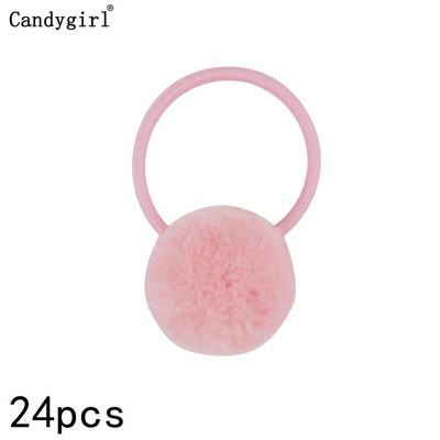 24 buc Minge de blană Elastic Girl Suporturi pentru coadă de cal pentru femeie Inel de păr cu minge de pluș Coarda de păr elastică Accesorii pentru cravată Bandă de păr din cauciuc