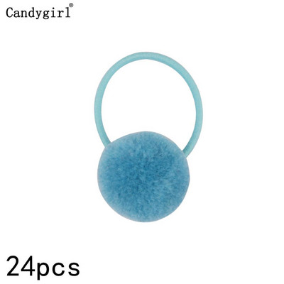 24 buc Minge de blană Elastic Girl Suporturi pentru coadă de cal pentru femeie Inel de păr cu minge de pluș Coarda de păr elastică Accesorii pentru cravată Bandă de păr din cauciuc