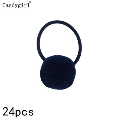 24 buc Minge de blană Elastic Girl Suporturi pentru coadă de cal pentru femeie Inel de păr cu minge de pluș Coarda de păr elastică Accesorii pentru cravată Bandă de păr din cauciuc